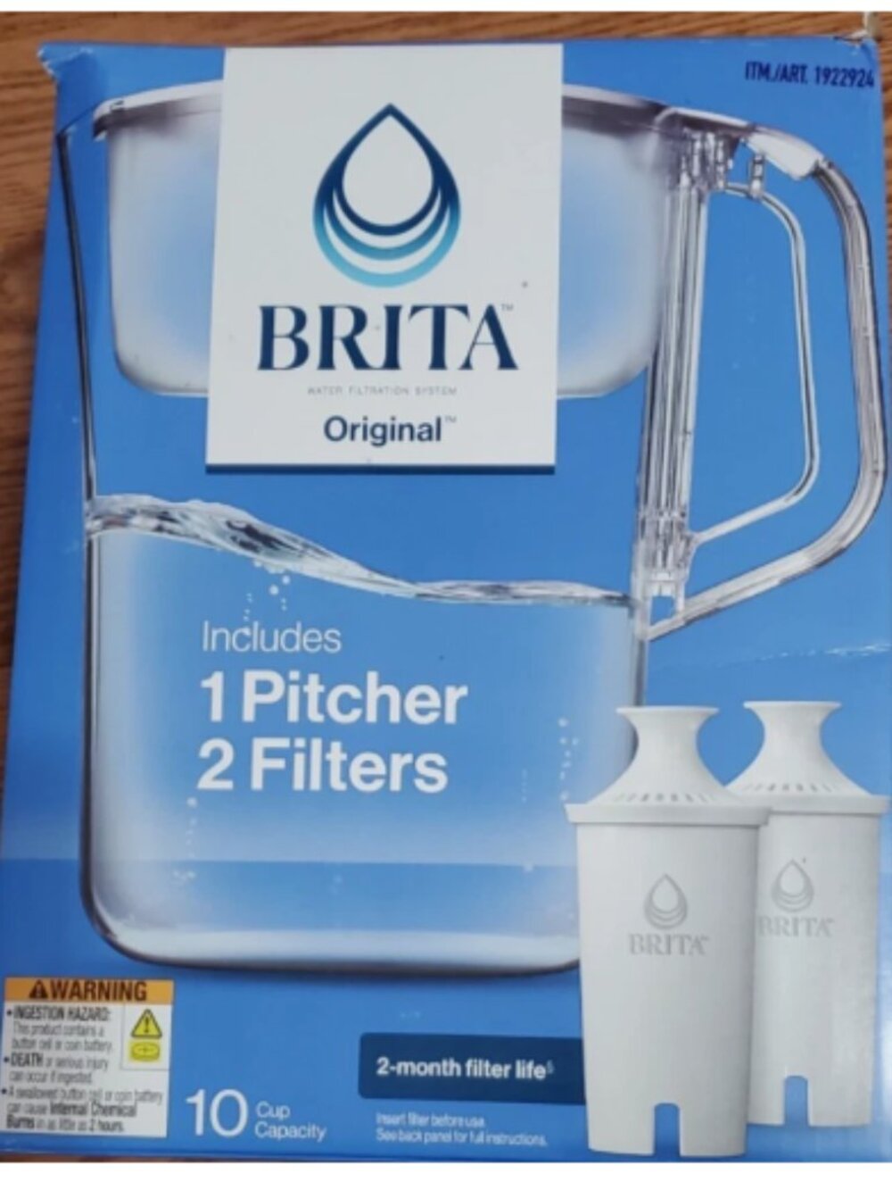 Brita Champlain White 10-Cup Water Filter Pitcher + 2 Filters{OPEN BOX}